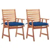 Image de vidaXL Chaises à manger d'extérieur lot de 2 et coussins Acacia massif