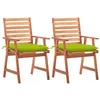 Image de vidaXL Chaises à manger d'extérieur lot de 2 et coussins Acacia massif3064346