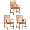 Image de Vidaxl Chaises Ã DÃ®ner D'extÃ©rieur 3 Pcs Avec Coussins Acacia Massif