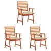 Image de vidaXL Chaises à manger d'extérieur lot de 3 et coussins Acacia massif