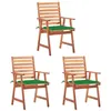 Image de vidaXL Chaises à manger d'extérieur lot de 3 et coussins Acacia massif3064352