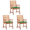 Image de Vidaxl Chaises Ã DÃ®ner D'extÃ©rieur 3 Pcs Avec Coussins Acacia Massif