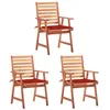 Image de vidaXL Chaises à manger d'extérieur lot de 3 et coussins Acacia massif3064353