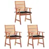 Image de vidaXL Chaises à manger d'extérieur lot de 3 et coussins Acacia massif