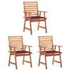 Image de vidaXL Chaises à manger d'extérieur lot de 3 et coussins Acacia massif