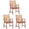 Image de vidaXL Chaises à manger d'extérieur lot de 3 et coussins Acacia massif