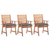 Image de Vidaxl Chaises Ã DÃ®ner D'extÃ©rieur 3 Pcs Avec Coussins Acacia Massif
