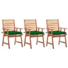 Image de vidaXL Chaises à manger d'extérieur lot de 3 et coussins Acacia massif