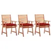 Image de vidaXL Chaises à manger d'extérieur lot de 3 et coussins Acacia massif