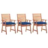 Image de vidaXL Chaises à manger d'extérieur lot de 3 et coussins Acacia massif