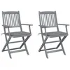 Image de vidaXL Chaises pliables d'extérieur lot de 2 et coussins Bois d'acacia