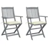 Image de vidaXL Chaises pliables d'extérieur lot de 2 et coussins Bois d'acacia