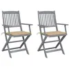 Image de vidaXL Chaises pliables d'extérieur lot de 2 et coussins Bois d'acacia3064485