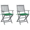 Image de vidaXL Chaises pliables d'extérieur lot de 2 et coussins Bois d'acacia3064487