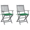 Image de Vidaxl Chaises Pliables D'extÃ©rieur 2 Pcs Avec Coussins Bois D'acacia