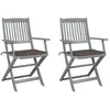 Image de vidaXL Chaises pliables d'extérieur lot de 2 et coussins Bois d'acacia