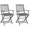 Image de vidaXL Vidaxl Chaises Pliables D'extérieur Lot De 2 Et Coussins Bois D'acacia