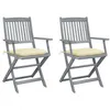 Image de vidaXL Chaises pliables d'extérieur lot de 2 et coussins Bois d'acacia