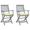 Image de Vidaxl Chaises Pliables D'extÃ©rieur Lot De 2 Et Coussins Bois D'acacia