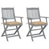 Image de vidaXL Chaises pliables d'extérieur lot de 2 et coussins Bois d'acacia