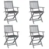 Image de vidaXL Chaises pliables d'extérieur lot de 4 et coussins Bois d'acacia