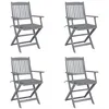 Image de vidaXL Chaises pliables d'extérieur lot de 4 et coussins Bois d'acacia