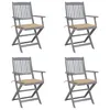 Image de vidaXL Chaises pliables d'extérieur lot de 4 et coussins Bois d'acacia