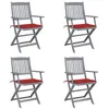 Image de vidaXL Chaises pliables d'extérieur lot de 4 et coussins Bois d'acacia3064515
