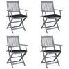 Image de vidaXL Vidaxl Chaises Pliables D'extérieur Lot De 4 Et Coussins Bois D'acacia