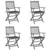 Image de vidaXL Chaises pliables d'extérieur lot de 4 et coussins Bois d'acacia3064517