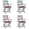 Image de vidaXL Chaises pliables d'extérieur lot de 4 et coussins Bois d'acacia