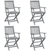 Image de vidaXL Vidaxl Chaises Pliables D'extérieur 4 Pcs Avec Coussins Bois D'acacia