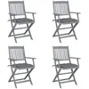 Image de vidaXL Vidaxl Chaises Pliables D'extérieur Lot De 4 Et Coussins Bois D'acacia