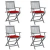Image de vidaXL Chaises pliables d'extérieur lot de 4 et coussins Bois d'acacia3064530