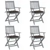 Image de vidaXL Chaises pliables d'extérieur lot de 4 et coussins Bois d'acacia3064532