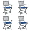 Image de vidaXL Chaises pliables d'extérieur lot de 4 et coussins Bois d'acacia