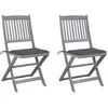 Image de vidaXL Chaises pliables d'extérieur lot de 2 et coussins Bois d'acacia3064536