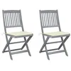 Image de vidaXL Chaises pliables d'extérieur lot de 2 et coussins Bois d'acacia