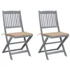 Image de vidaXL Chaises pliables d'extérieur lot de 2 et coussins Bois d'acacia3064539