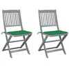 Image de vidaXL Chaises pliables d'extérieur lot de 2 et coussins Bois d'acacia
