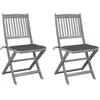 Image de vidaXL Chaises pliables d'extérieur lot de 2 et coussins Bois d'acacia