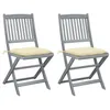 Image de vidaXL Chaises pliables d'extérieur lot de 2 et coussins Bois d'acacia3064553