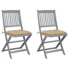 Image de vidaXL Chaises pliables d'extérieur lot de 2 et coussins Bois d'acacia