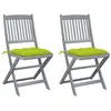Image de vidaXL Chaises pliables d'extérieur lot de 2 et coussins Bois d'acacia3064562
