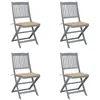 Image de vidaXL Chaises pliables d'extérieur lot de 4 et coussins Bois d'acacia