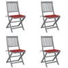 Image de vidaXL Chaises pliables d'extérieur lot de 4 et coussins Bois d'acacia3064569
