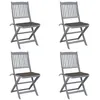 Image de vidaXL Chaises pliables d'extérieur lot de 4 et coussins Bois d'acacia