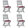 Image de vidaXL Chaises pliables d'extérieur lot de 4 et coussins Bois d'acacia