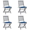 Image de vidaXL Chaises pliables d'extérieur 4 pcs avec coussins Bois d'acacia