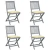 Image de vidaXL Chaises pliables d'extérieur lot de 4 et coussins Bois d'acacia